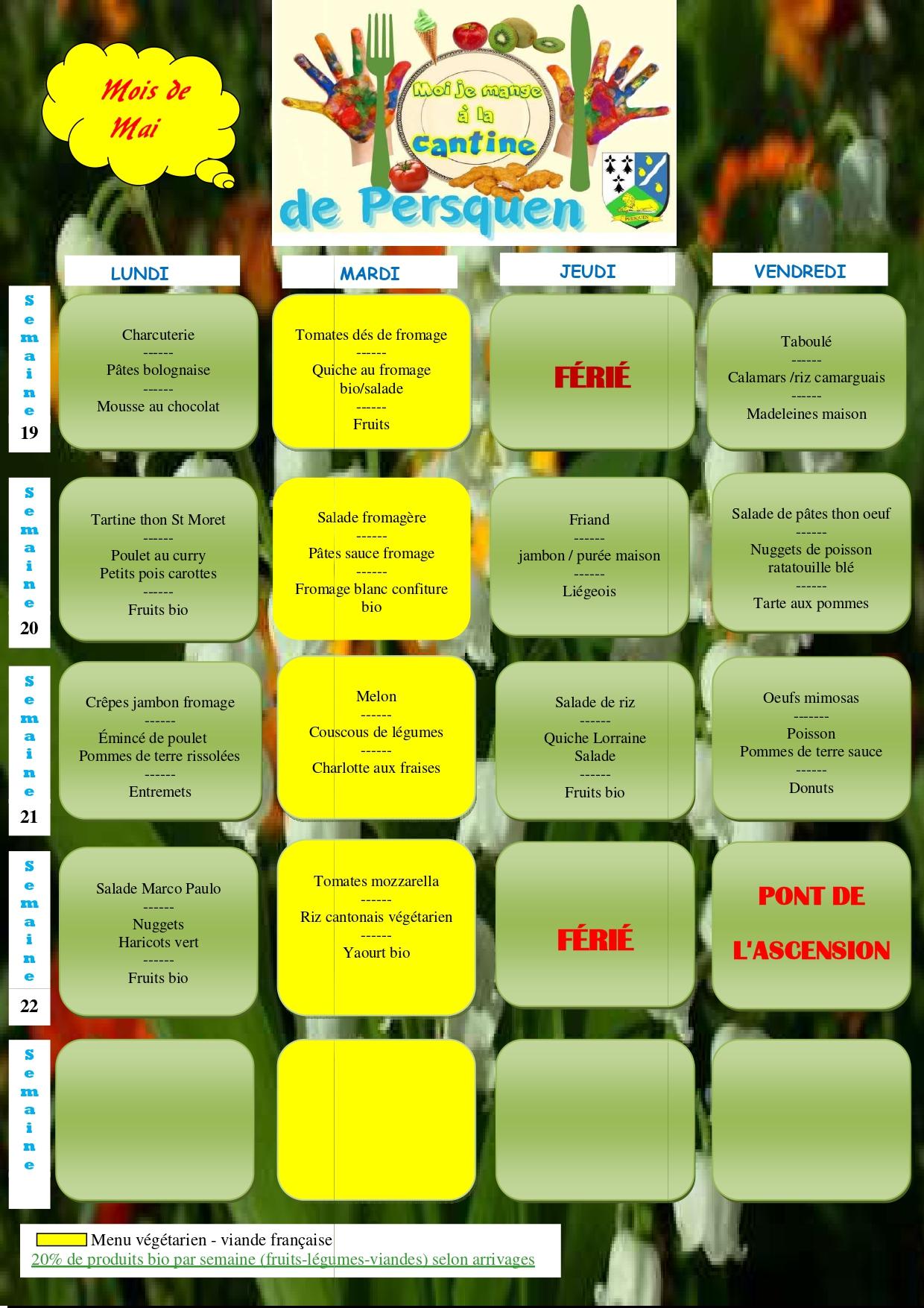 Menu mai 25