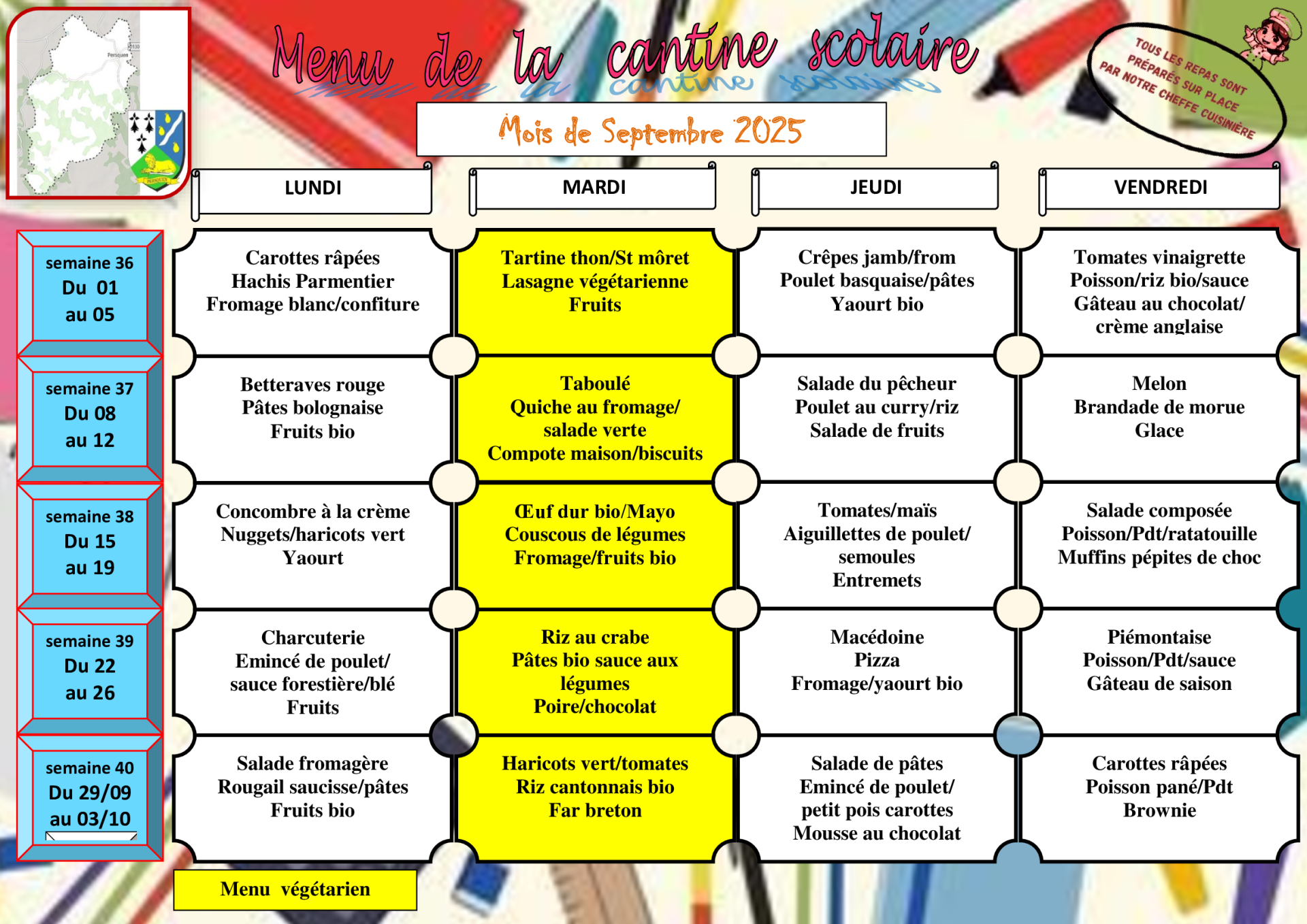 Menu mois de septembre
